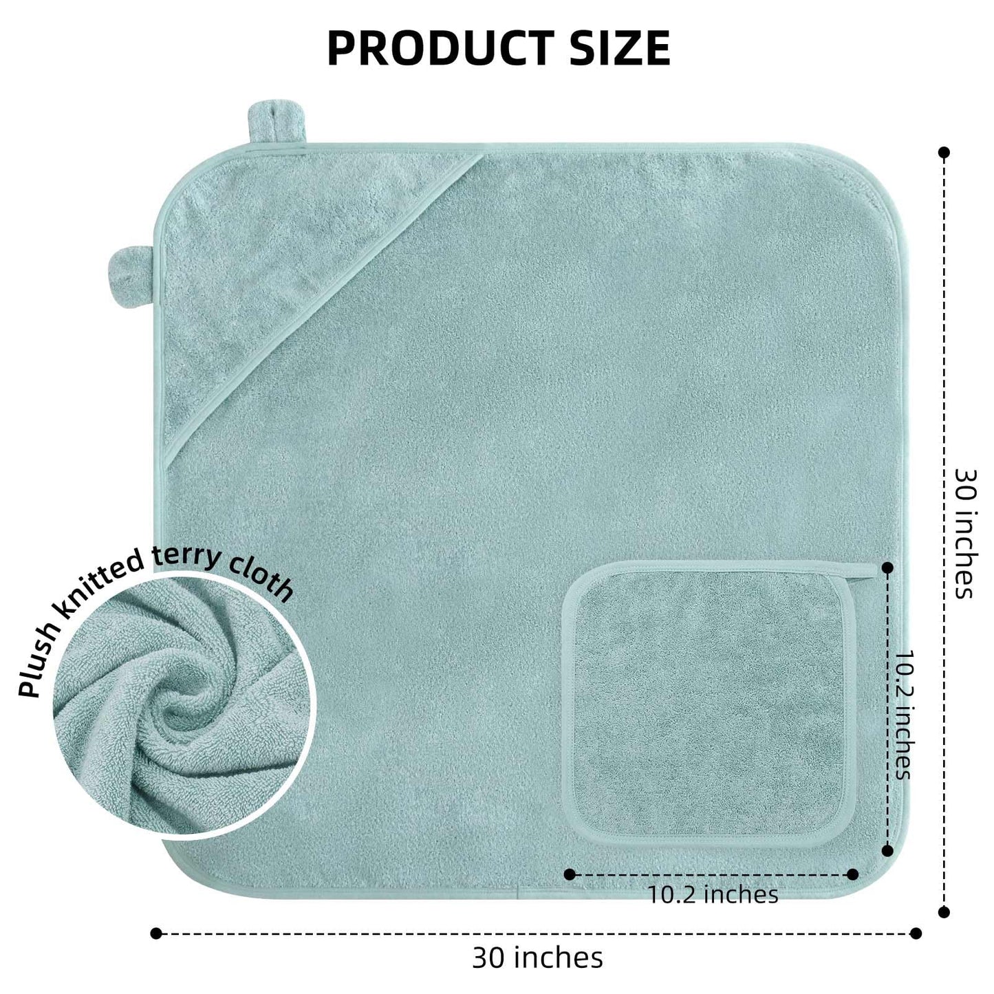 LifeTree 1 Pack Baby Hooded Towel with 1 Pack Washcloth for Newborn, 100% Cotton Bath Towel for Babies, Infant, Toddler and Kids, Thick,Soft and Absorbent, 30 * 30 Inches, Newborn Essentials, Pink