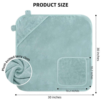 LifeTree 1 Pack Baby Hooded Towel with 1 Pack Washcloth for Newborn, 100% Cotton Bath Towel for Babies, Infant, Toddler and Kids, Thick,Soft and Absorbent, 30 * 30 Inches, Newborn Essentials, Pink