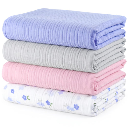 Muslin Swaddle Blankets for Newborns, 3 Pack Multipurpose 100% Organic Cotton, Ultra Soft Breathable Receiving Blanket 47 x 47 inches, Swaddle Wrap for Baby Boys & Girls