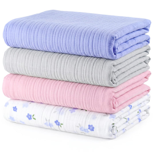 Muslin Swaddle Blankets for Newborns, 3 Pack Multipurpose 100% Organic Cotton, Ultra Soft Breathable Receiving Blanket 47 x 47 inches, Swaddle Wrap for Baby Boys & Girls