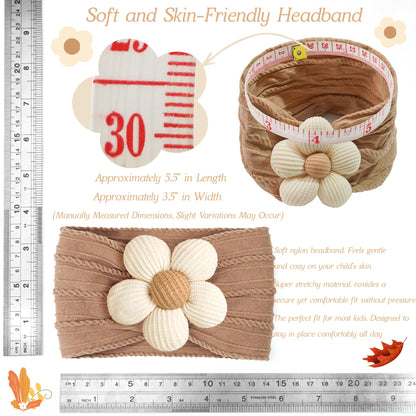 CÉLLOT 5 Pcs Baby Flower Headbands Baby Girls Nylon Headbands Soft Hairbands Hair Accessories for Newborn Infant Toddler Kids