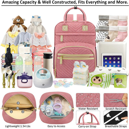 Tenot Diaper Bag Backpack for Women Large Capacity with Insulated Pockets Multifunctional Diaper Bags For Baby Girl Boy Waterproof Baby Bags For Mama Maternity Travel Bag Black