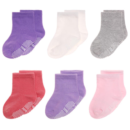 Toddler Non Slip Grips Socks Kids Anti Skid Baby Boys Girls Cotton Crew Socks 12 Pairs