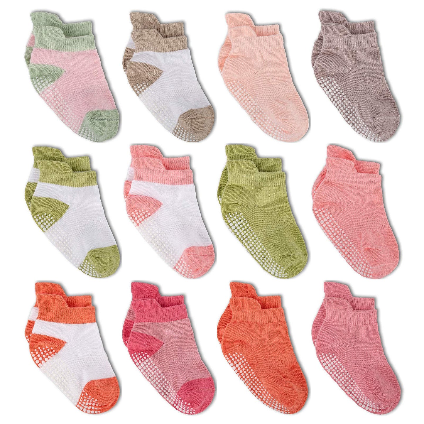 Zaples Baby Non Slip Grip Ankle Socks with Non Skid Soles for Infants Toddlers Kids Boys Girls