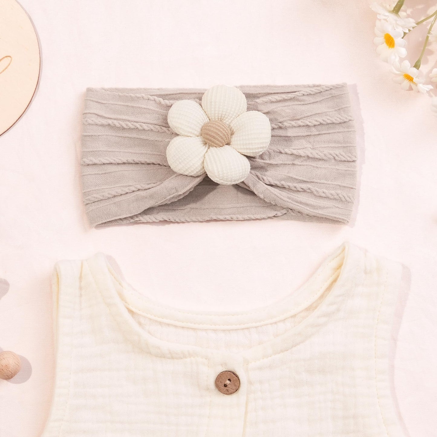 CÉLLOT 5 Pcs Baby Flower Headbands Baby Girls Nylon Headbands Soft Hairbands Hair Accessories for Newborn Infant Toddler Kids