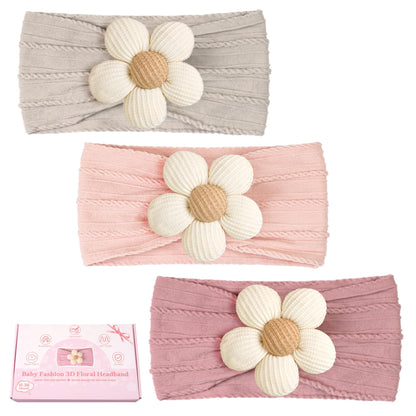 CÉLLOT 5 Pcs Baby Flower Headbands Baby Girls Nylon Headbands Soft Hairbands Hair Accessories for Newborn Infant Toddler Kids