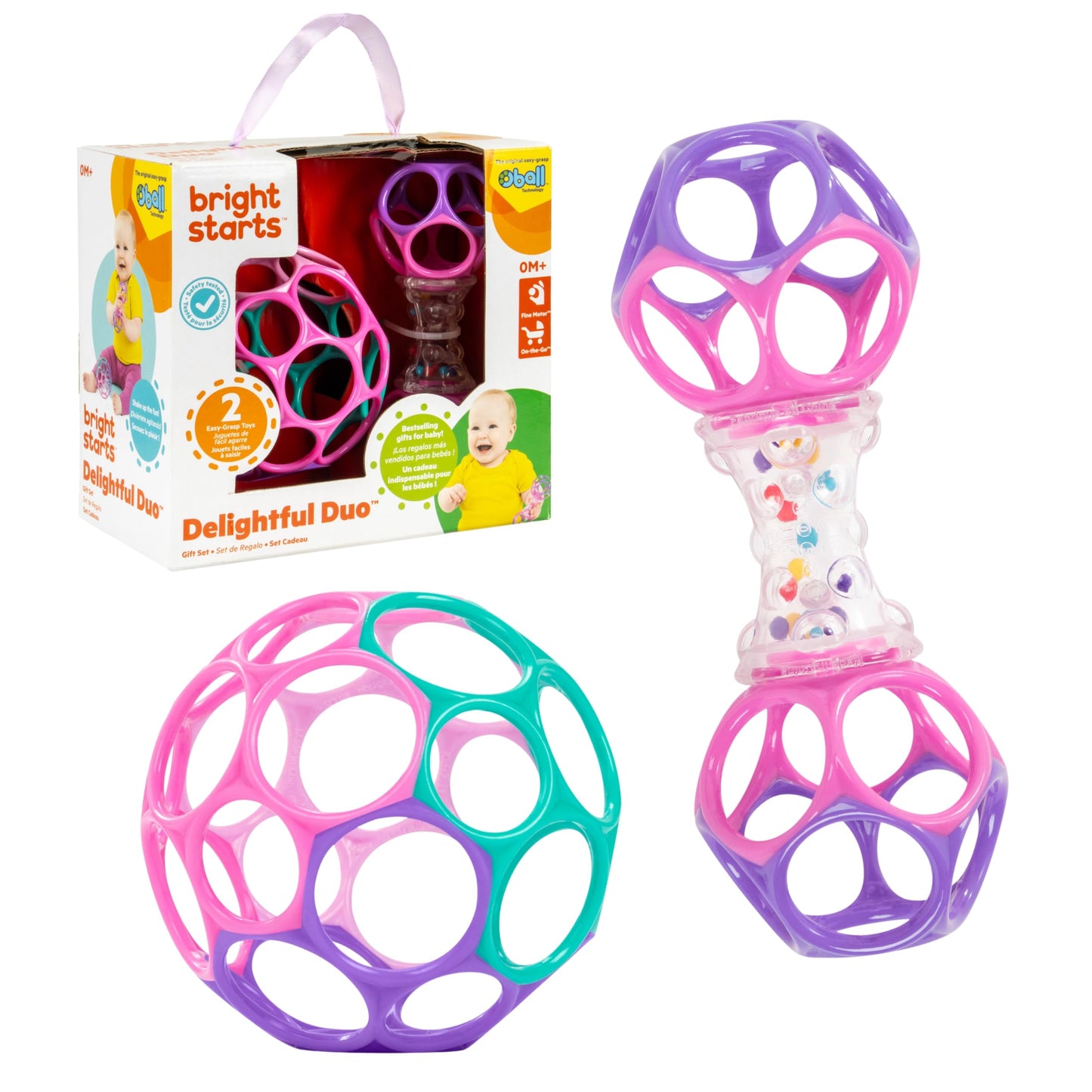 Bright Starts Oball Shaker Rattle Toy, Ages Newborn Plus
