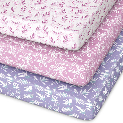 Unnivoll Baby Crib Sheets for Boys Girls, 28x52x8in Fitted Crib Sheet Neutral 3 Pack for Standard Crib and Toddler Mattress, Breathable Soft Microfiber Baby Sheet Blue Gray Planet