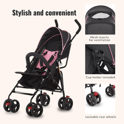 Dream On Me Vista Moonwalk Baby Stroller, Lightweight Travel Umbrella Stroller with Compact Fold, Smooth Ride Wheels, Multi-Position Recline, Spacious Storage Basket with Cup Holder, Light Gray