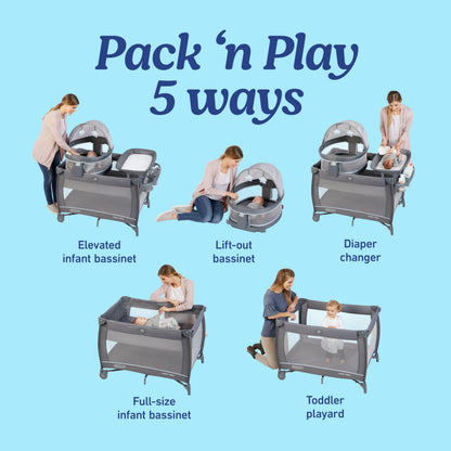 Graco® Pack n Play Dome LX Playard with Baby Bassinet Lightweight Portable Crib Push-Button Fold Travel Crib Redmond Convertible