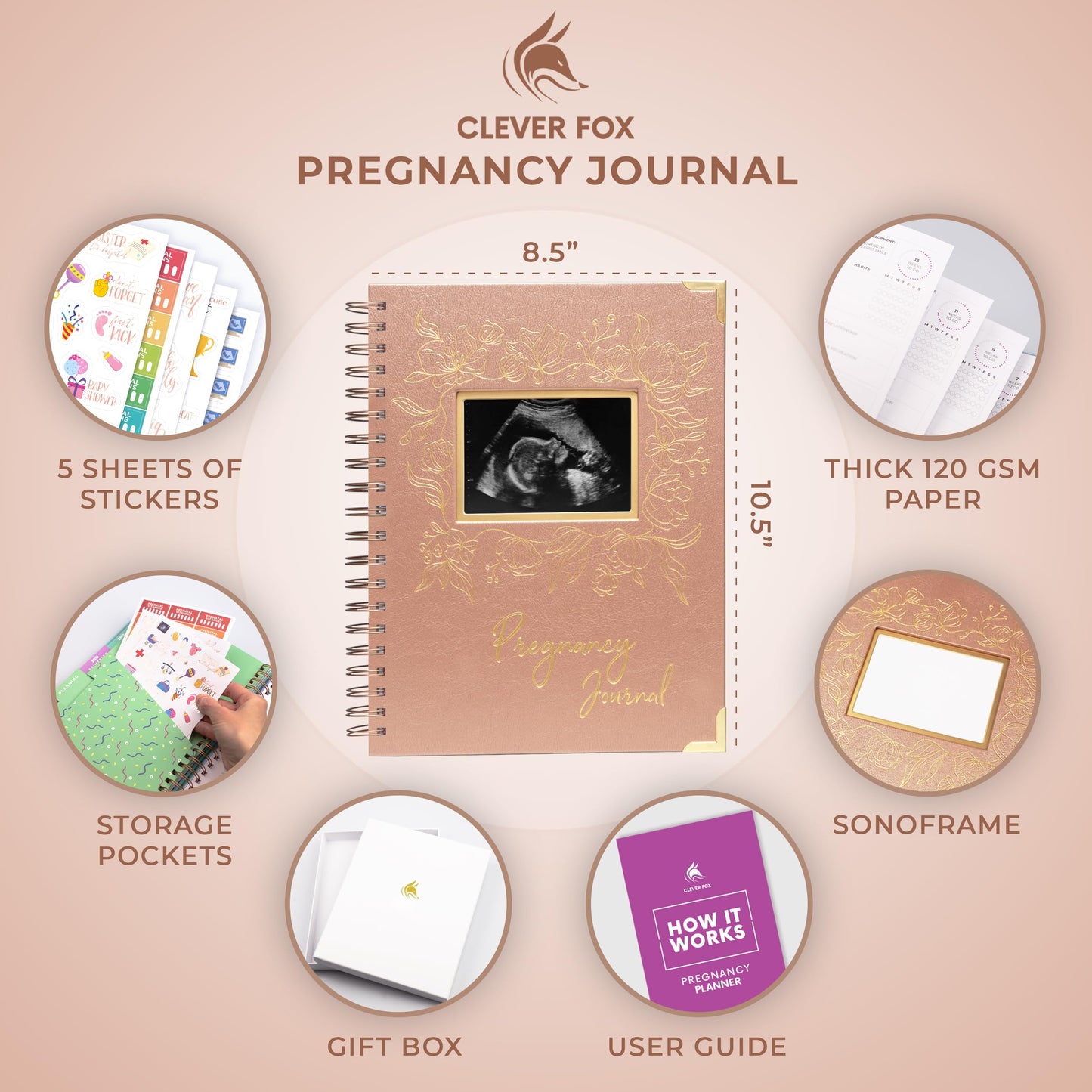 Clever Fox Pregnancy Journal & Memory Book - Pregnancy Planner & Notebook for Expecting Moms – Baby Keepsake, First Time Moms Gift (Lavender, 9" x 10.5")