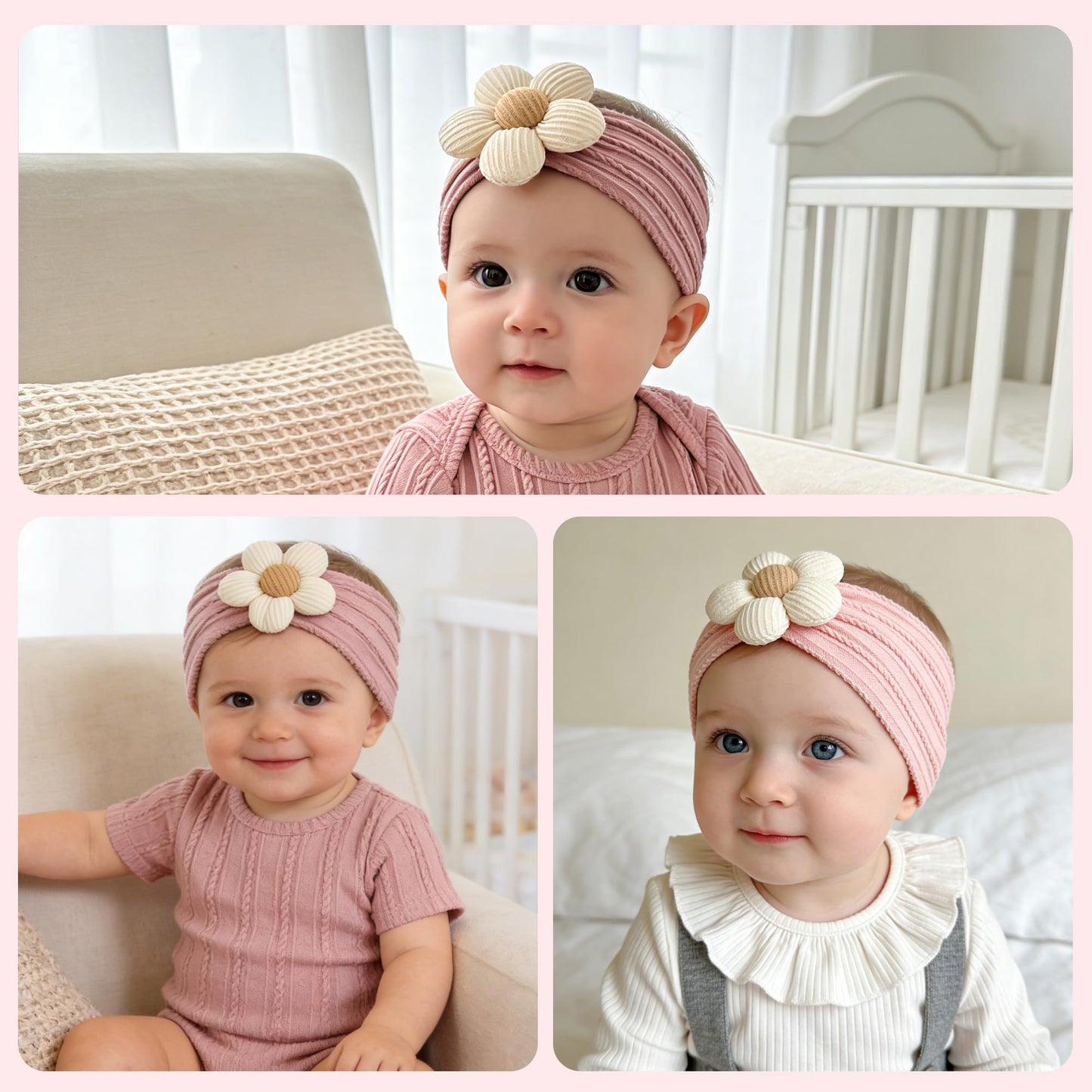 CÉLLOT 5 Pcs Baby Flower Headbands Baby Girls Nylon Headbands Soft Hairbands Hair Accessories for Newborn Infant Toddler Kids