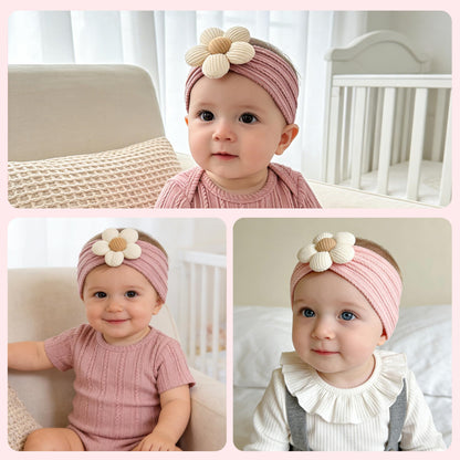 CÉLLOT 5 Pcs Baby Flower Headbands Baby Girls Nylon Headbands Soft Hairbands Hair Accessories for Newborn Infant Toddler Kids