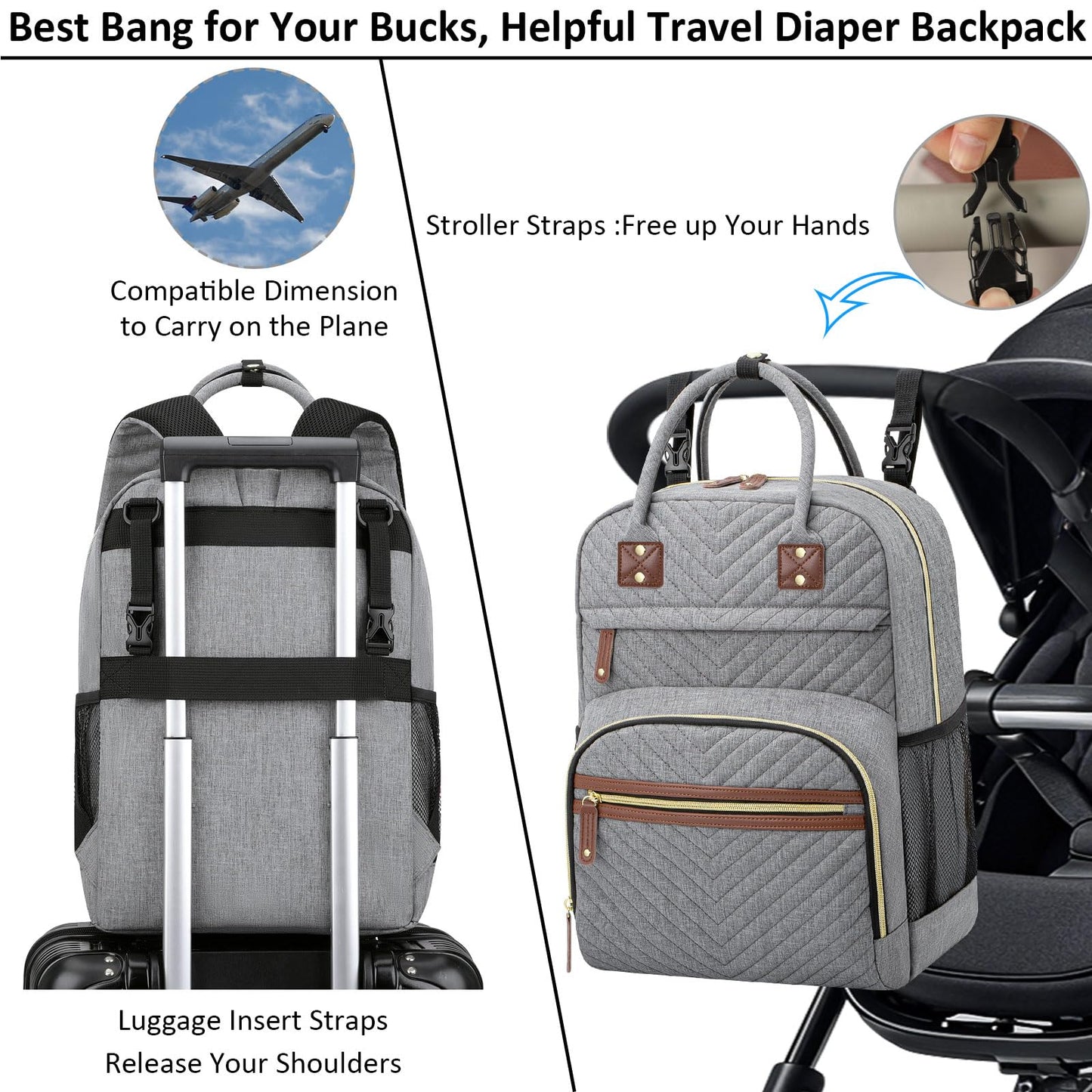 Tenot Diaper Bag Backpack for Women Large Capacity with Insulated Pockets Multifunctional Diaper Bags For Baby Girl Boy Waterproof Baby Bags For Mama Maternity Travel Bag Black