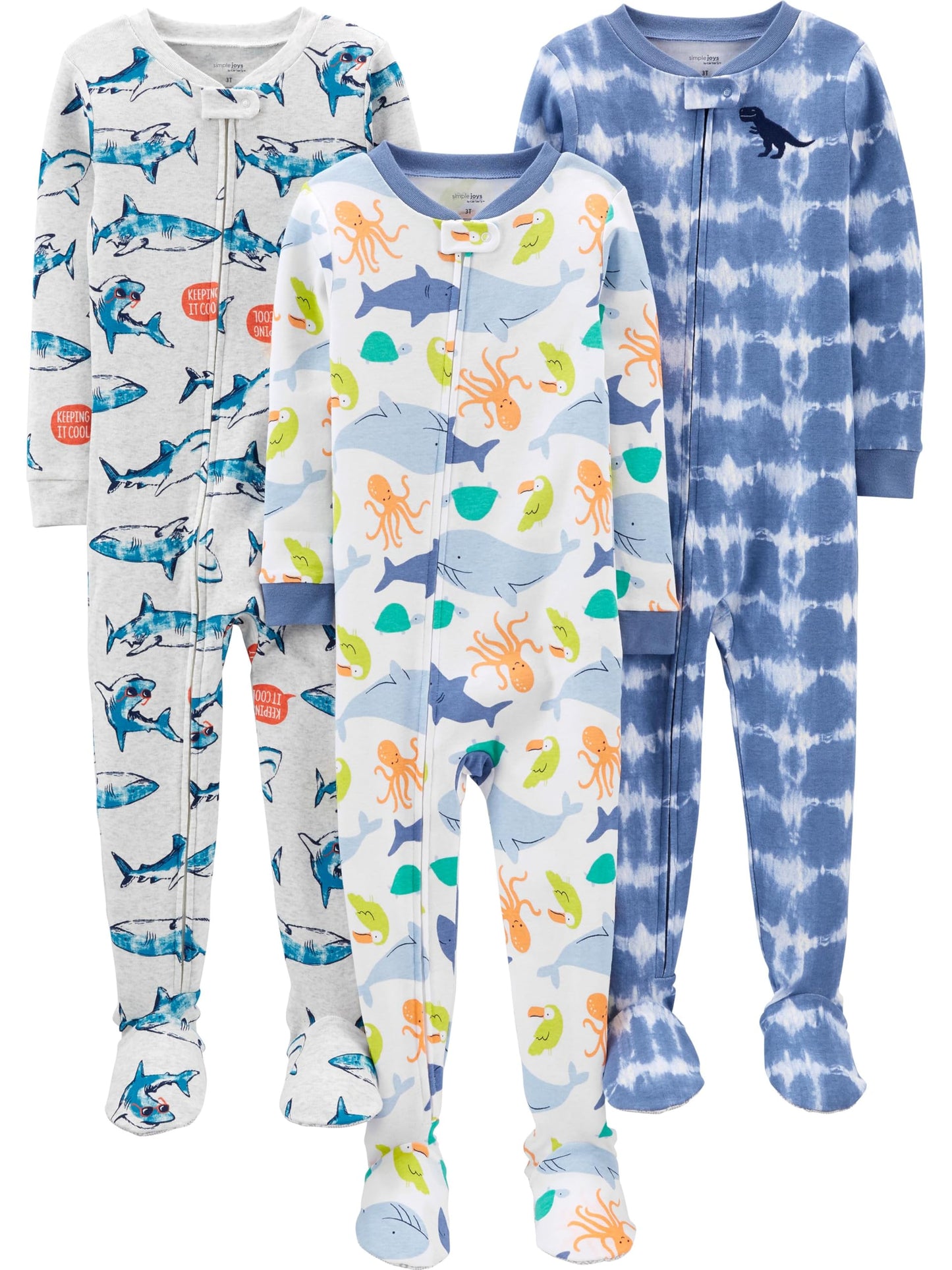 Simple Joys by Carter's baby-boys 3-pack Snug Fit Footed Cotton Pajamas