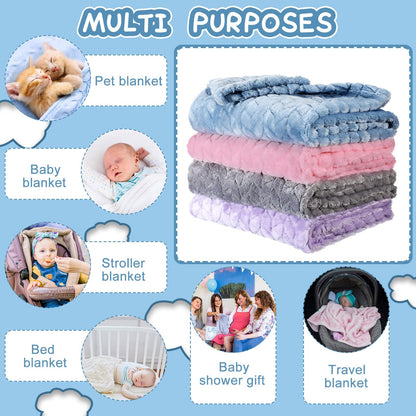Frienda 4 Pcs Baby Fuzzy Blanket Fluffy Baby Blanket for Boys Girls Soft Warm Infant Newborn Toddler Receiving Nursery Bed Supplies, 32 x 24 Inch(Pink Color)