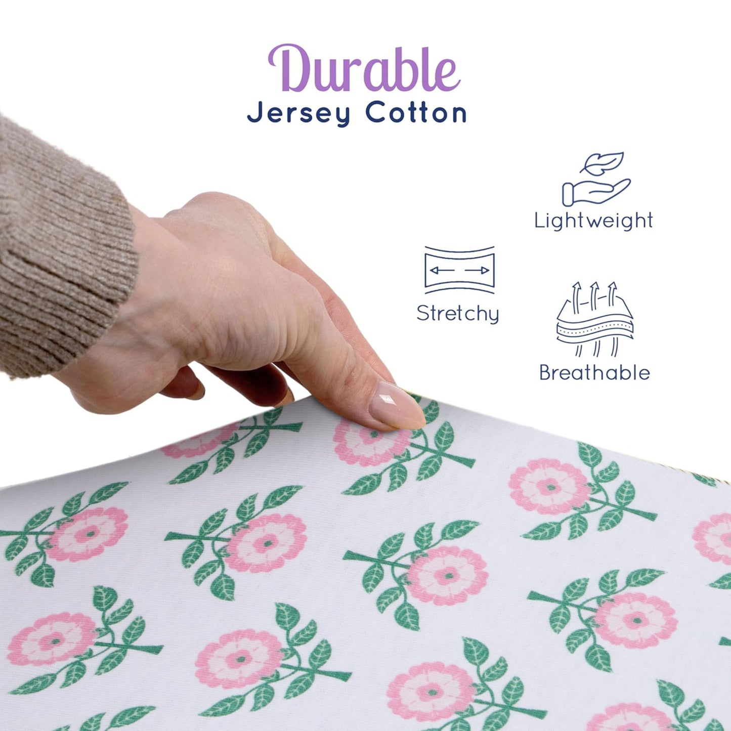 GROW WILD Unicorns & Rainbows Fitted Crib Sheets Girl (3 Pack) - Soft Jersey Cotton Fitted Sheet, Toddler Bed Mattress & Baby Crib Bedding Set for Girls, Baby Girl Nursery Crib - Pink, Purple & White