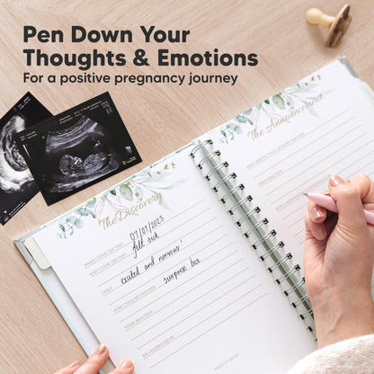 Pregnancy Journal for First Time Moms Gifts - 90 Pages Hardcover Pregnancy Memory Book, Beautiful & Cute Baby Book Keepsake, Ultrasound Baby Scrapbook, Mom To Be Gift (Alpine)