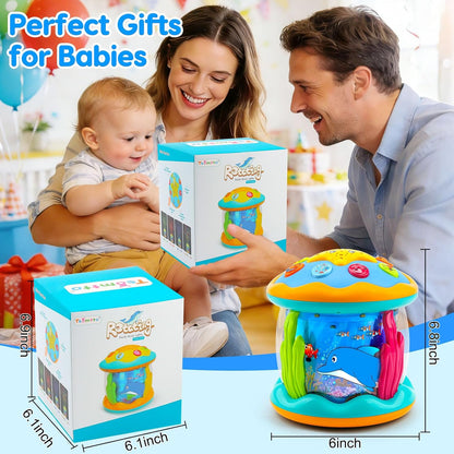Baby Toys 6-12 Months Ocean Projector Rotating Musical Light Up Tummy Time Toys for Infant 0-6 3-6 Months Baby Aquarium Crawling Toys 4 5 6 7 8 9 12-18 Months Boy Girl 1 Year Old Birthday Shower Gifts