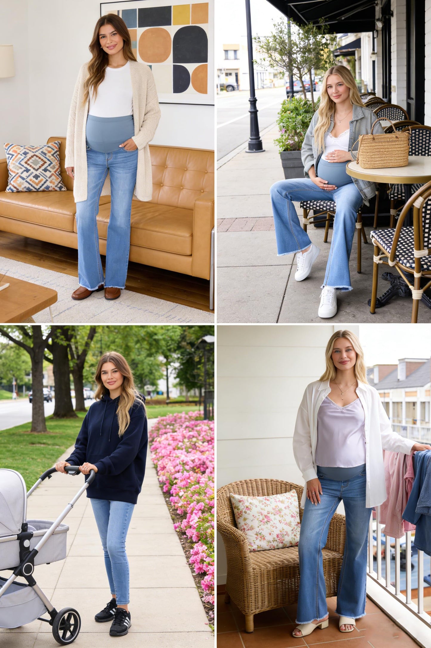 BLENCOT Maternity Jeans for Women Over Belly Pregnancy Pants Comfy Pregnant Jeans Flare Denim Jeans with Pockets