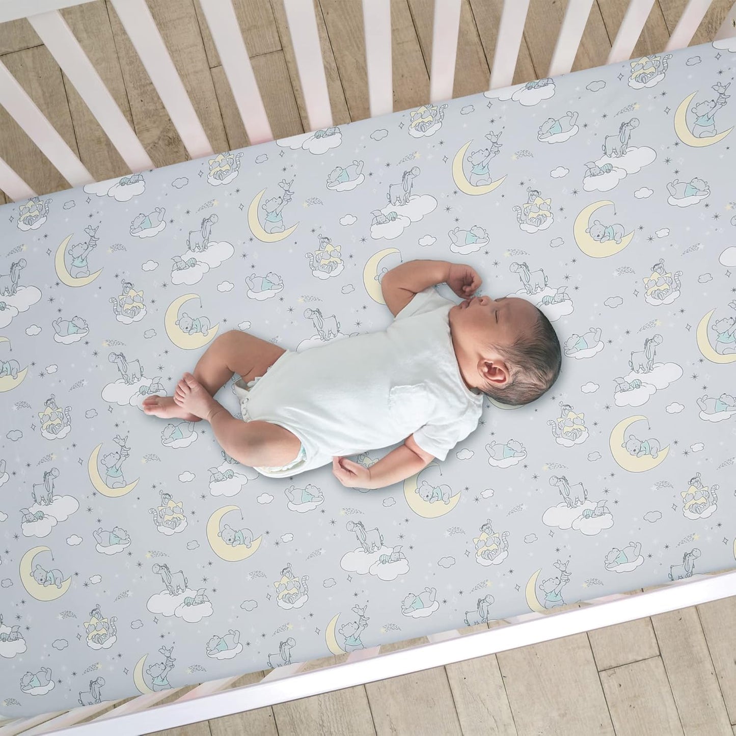 Lambs & Ivy Disney Baby Forever Mickey Mouse White Fitted Crib Sheet