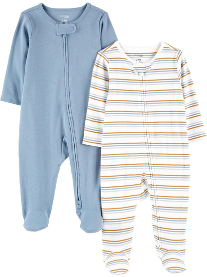 Simple Joys by Carter's Baby Boys' 2-pack 2-way Zip Textured Sleep and Play