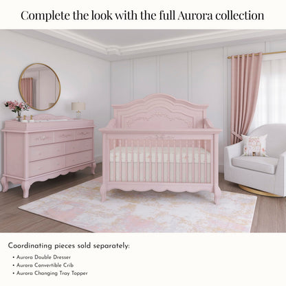 Evolur Aurora 5-in-1 Convertible Full-Size Baby Crib in Ivory Lace, GreenGuard Gold & JPMA, 3 Mattress HeightsRibbon Bow Scrollwork & Queen Anne Feet, Converts to Toddler, Day & Full-Size Bed
