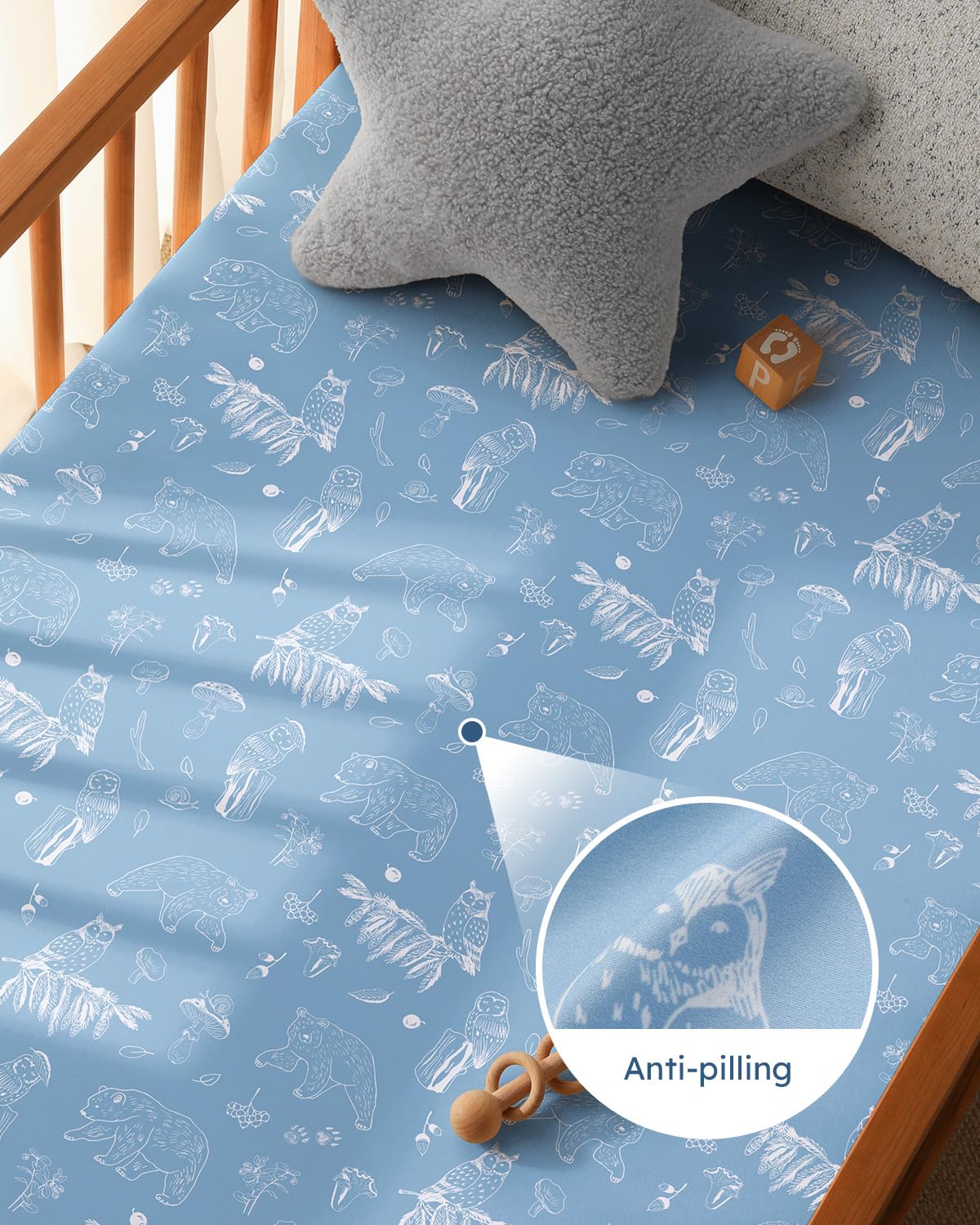 Unnivoll Baby Crib Sheets for Boys Girls, 28x52x8in Fitted Crib Sheet Neutral 3 Pack for Standard Crib and Toddler Mattress, Breathable Soft Microfiber Baby Sheet Blue Gray Planet