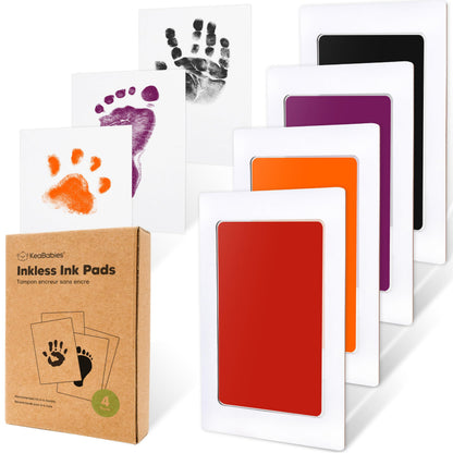 4-Pack Inkless Baby Hand and Footprint Kit - Mess Free Ink Pad for Newborn Keepsake, Dog Nose & Paw Print Kit, Clean Touch Ink Pad for Baby Hand & Footprints, First Mother's Day (Jet Black)