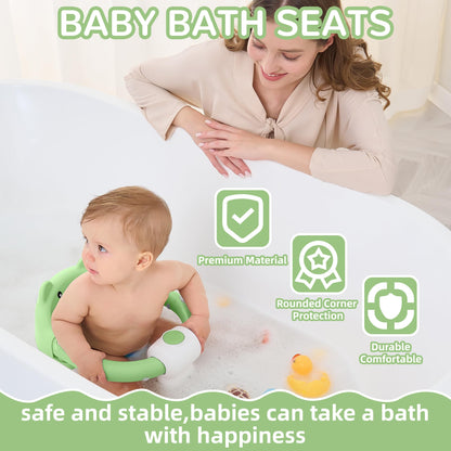Baby Bath Seat for Babies 6 Months & up, Non-Slip Toddler Bath Seats for Babies Sitting Up, Safe Infant & Newborn Bathtub Chair with 4 Suction Cups & Soft Cushion for Shower,Blue