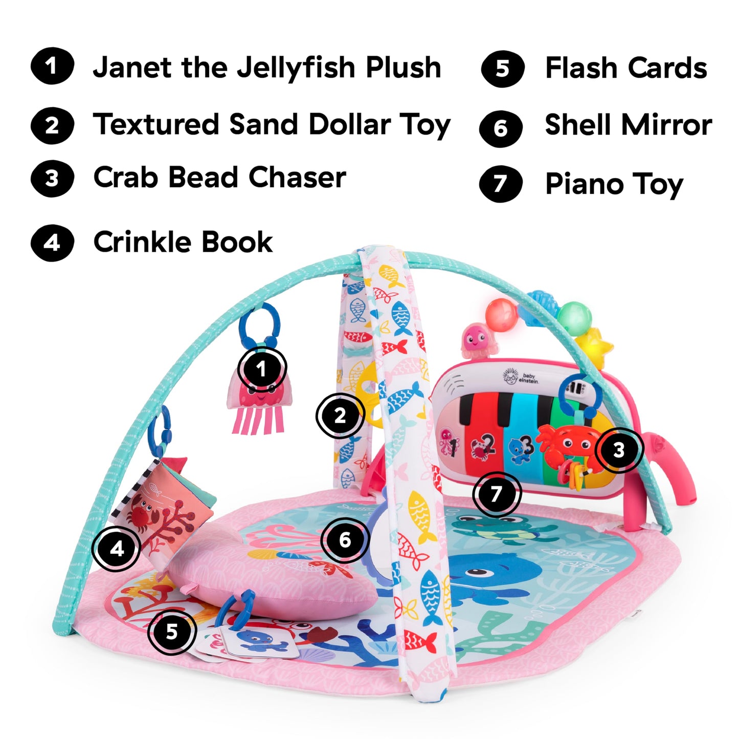 Baby Einstein 4-in-1 Kickin' Tunes Music and Language Play Gym and Piano Tummy Time Activity Mat