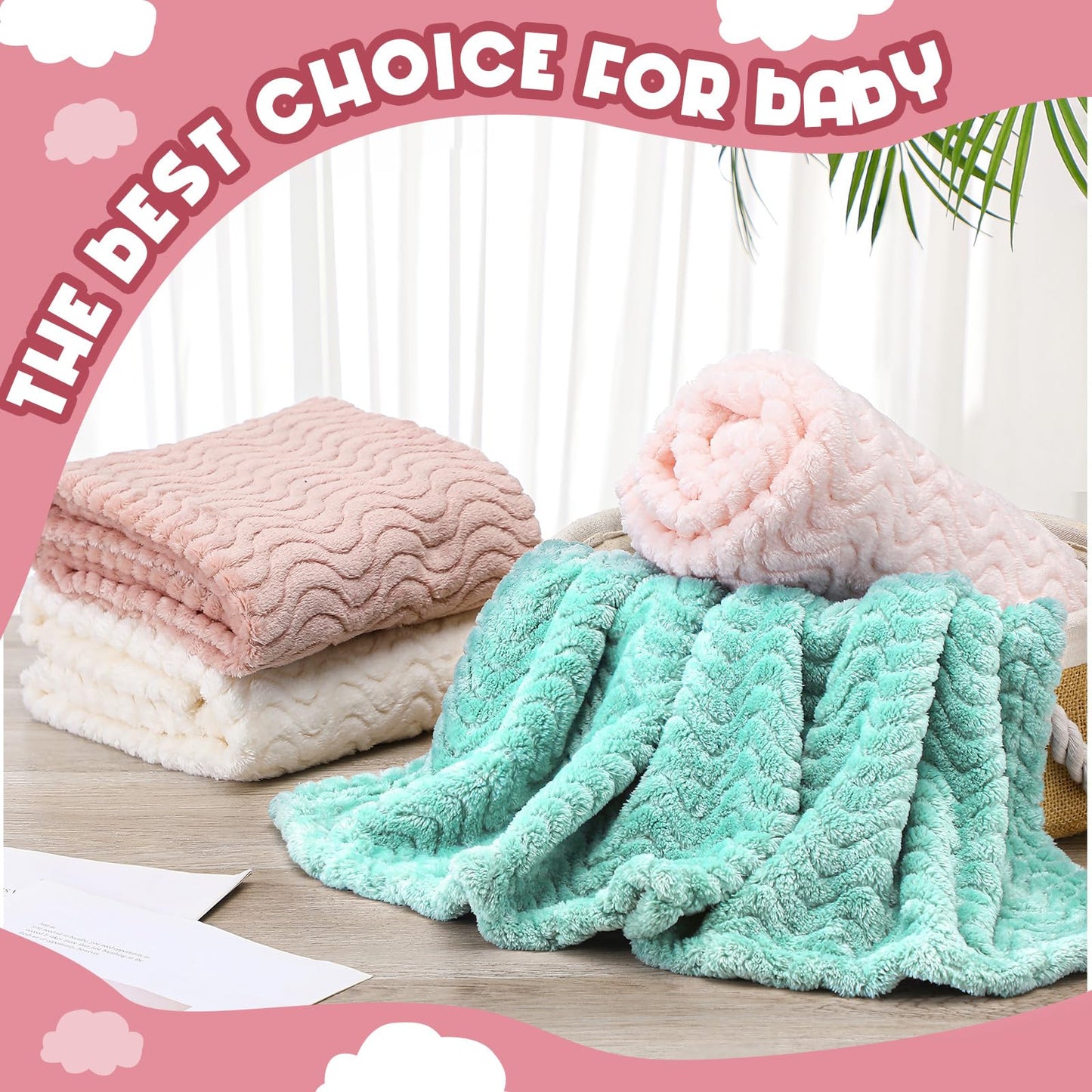 Frienda 4 Pcs Baby Fuzzy Blanket Fluffy Baby Blanket for Boys Girls Soft Warm Infant Newborn Toddler Receiving Nursery Bed Supplies, 32 x 24 Inch(Pink Color)