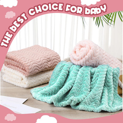 Frienda 4 Pcs Baby Fuzzy Blanket Fluffy Baby Blanket for Boys Girls Soft Warm Infant Newborn Toddler Receiving Nursery Bed Supplies, 32 x 24 Inch(Pink Color)