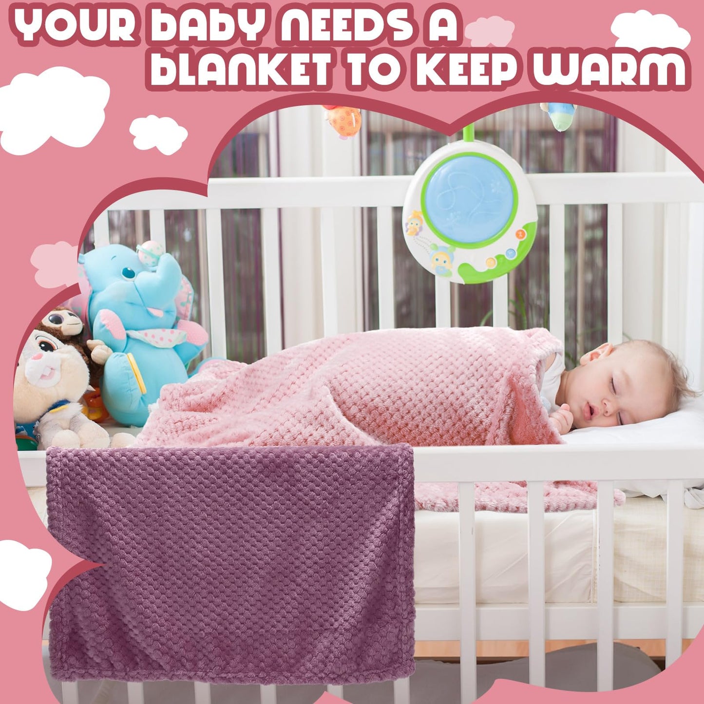 Frienda 4 Pcs Baby Fuzzy Blanket Fluffy Baby Blanket for Boys Girls Soft Warm Infant Newborn Toddler Receiving Nursery Bed Supplies, 32 x 24 Inch(Pink Color)