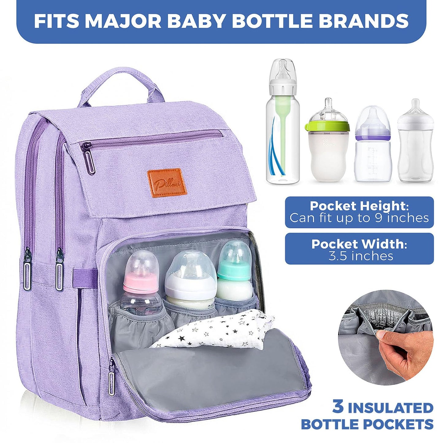 PILLANI Baby Diaper Bag Backpack - Baby Bag for Girls & Boys, Large Waterproof Toddler Diaper Backpack - Baby Shower Gifts & Registry Must Haves - Travel Diaper Bags with Changing Pad - Newborn Stuff