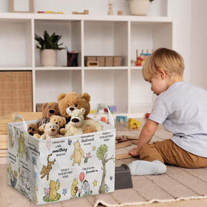 Winnie Nursery Decor, the Pooh Baby Stuff, Winnie Storage Nursery Basket, Large squarecanvas Laundry Hamper With A Waterproof PECoating, Foldable, Toys Bin, Baby Nursery HamperDecor, Star