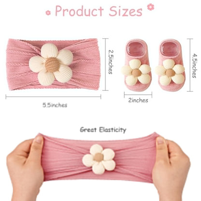 CÉLLOT 5 Pcs Baby Flower Headbands Baby Girls Nylon Headbands Soft Hairbands Hair Accessories for Newborn Infant Toddler Kids