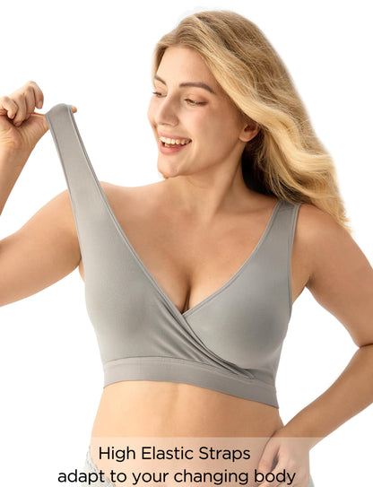 HBselect Nursing Bras for Breastfeeding, Maternity Nursing Sleep Bra Wireless Pregnancy Sleep Bralette 3/5 Pack