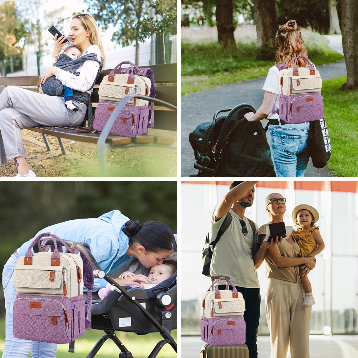 Diaper Bag Backpack, Baby Girl Diaper Bag for Mom, Large Pink Floral Diaper Bag Backpack for Girls, Waterproof Mom Backpack for Work Travel Holiday with Insulated Pockets and Stroller Straps