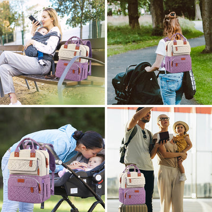 Diaper Bag Backpack, Baby Girl Diaper Bag for Mom, Large Pink Floral Diaper Bag Backpack for Girls, Waterproof Mom Backpack for Work Travel Holiday with Insulated Pockets and Stroller Straps
