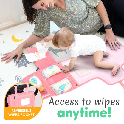 Kopi Baby Portable Diaper Changing Pad - Baby Diaper Changer Travel Bag with Wipes Pocket, Smart Design Portable Changing Mat, Infant Travel Station Kit, Gift for Newborn Girl & Boy - Grey, Classic