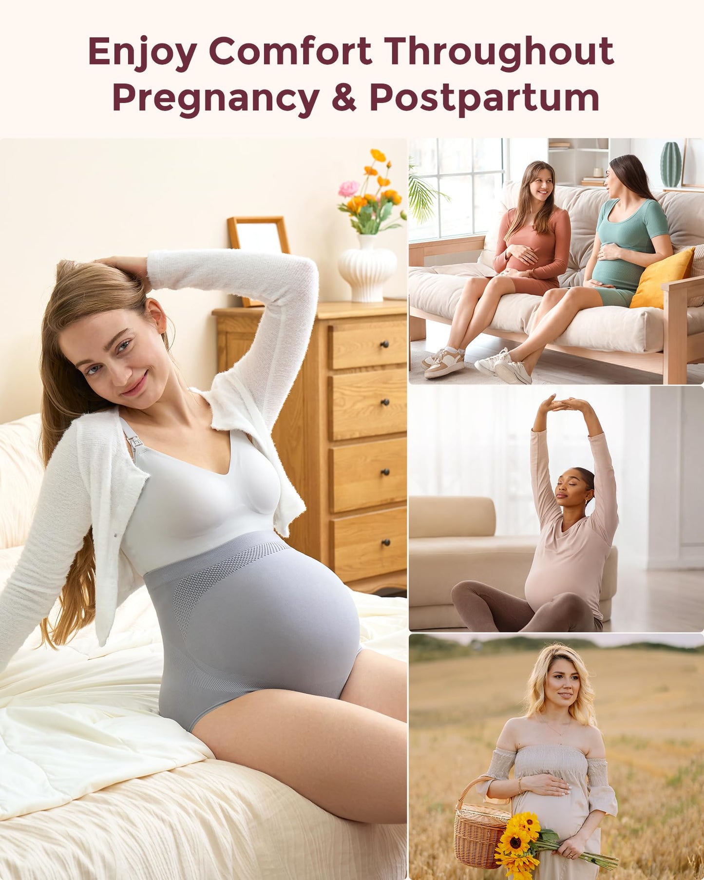 Momcozy Women's Maternity High Waist Underwear Pregnancy Soft Seamless Maternity Underwear Over Bump