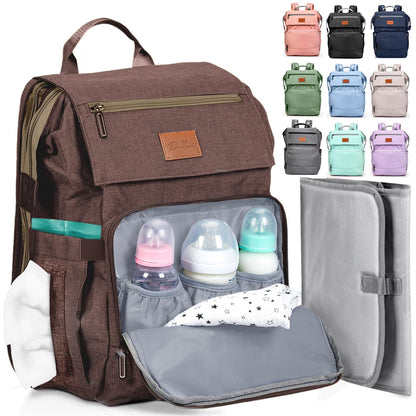 PILLANI Baby Diaper Bag Backpack - Baby Bag for Girls & Boys, Large Waterproof Toddler Diaper Backpack - Baby Shower Gifts & Registry Must Haves - Travel Diaper Bags with Changing Pad - Newborn Stuff