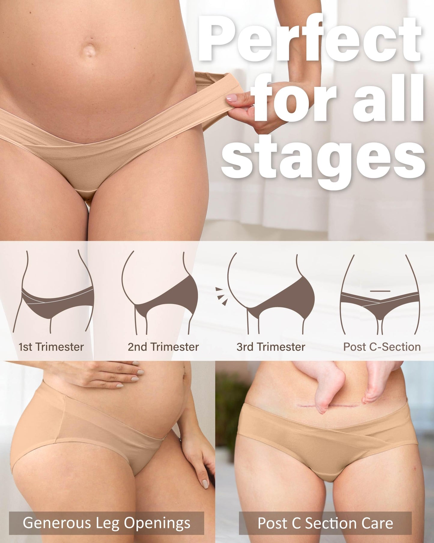 Intimate Portal Cotton Maternity Underwear Under the Bump Pregnancy Postpartum Bikini Panties