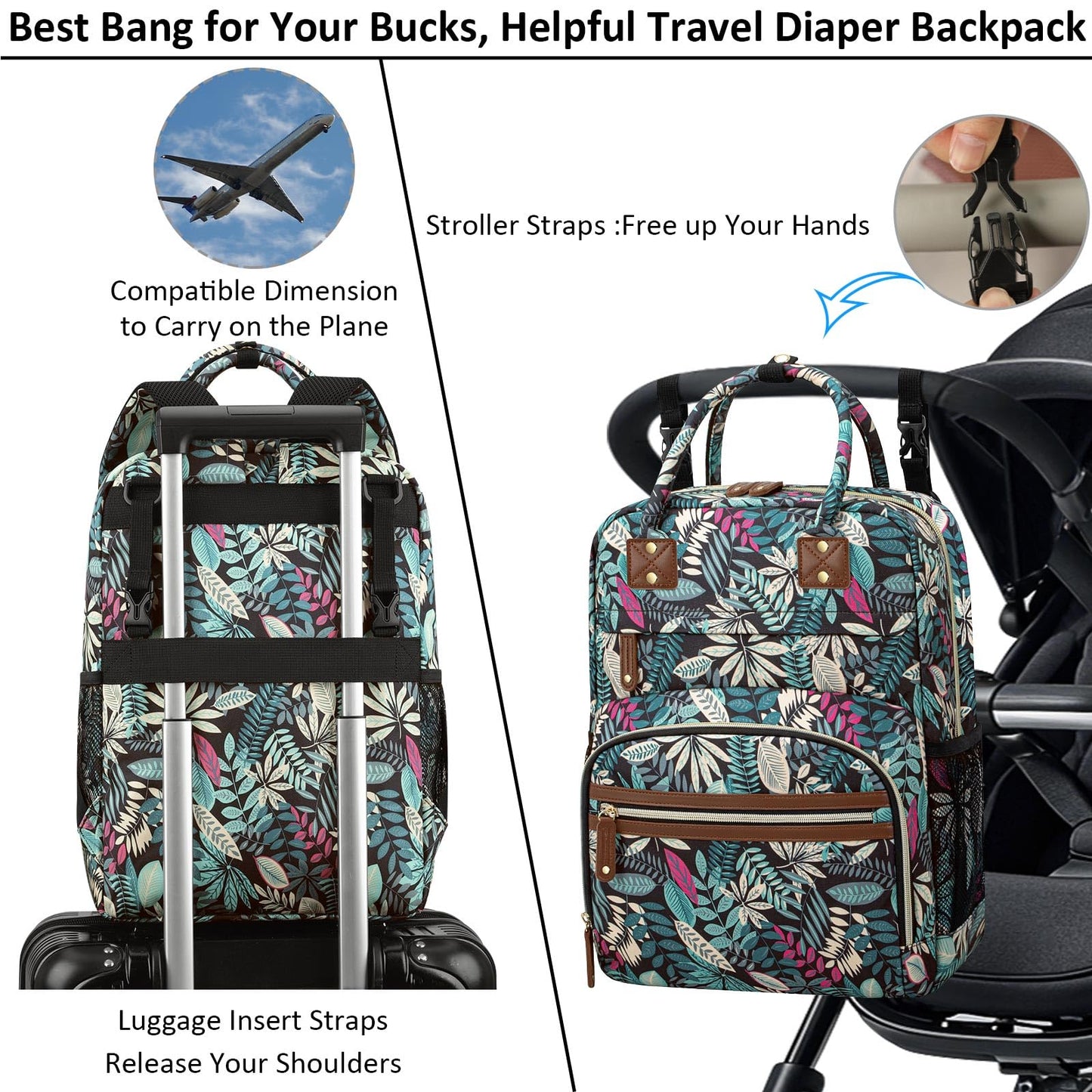 Tenot Diaper Bag Backpack for Women Large Capacity with Insulated Pockets Multifunctional Diaper Bags For Baby Girl Boy Waterproof Baby Bags For Mama Maternity Travel Bag Black