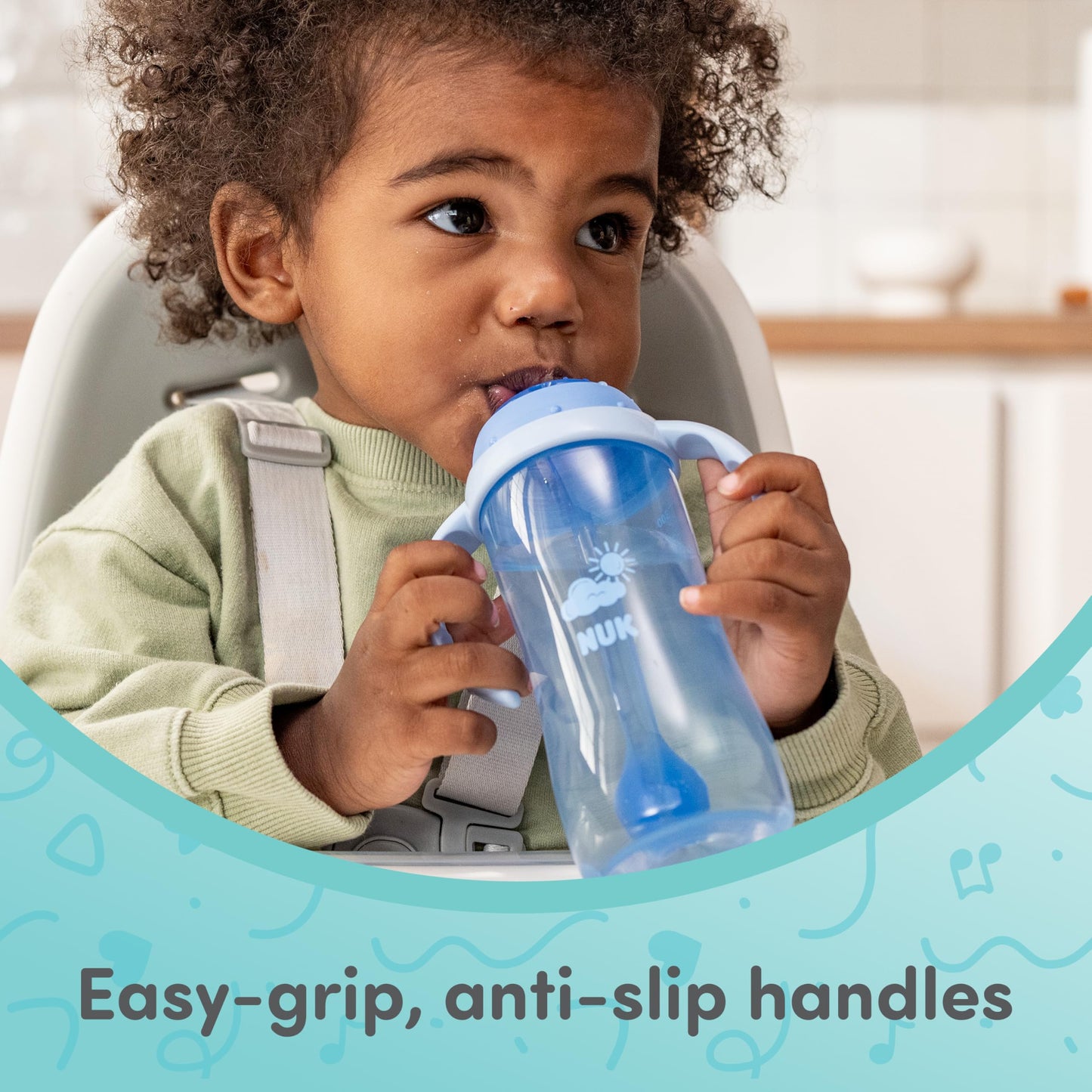 NUK Learner Straw Cup 10oz - Toddler Cup with Soft Straw for Easy Drinking Suitable for Ages 8 Months and Up