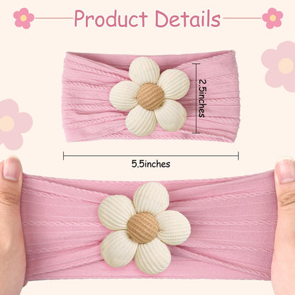 CÉLLOT 5 Pcs Baby Flower Headbands Baby Girls Nylon Headbands Soft Hairbands Hair Accessories for Newborn Infant Toddler Kids