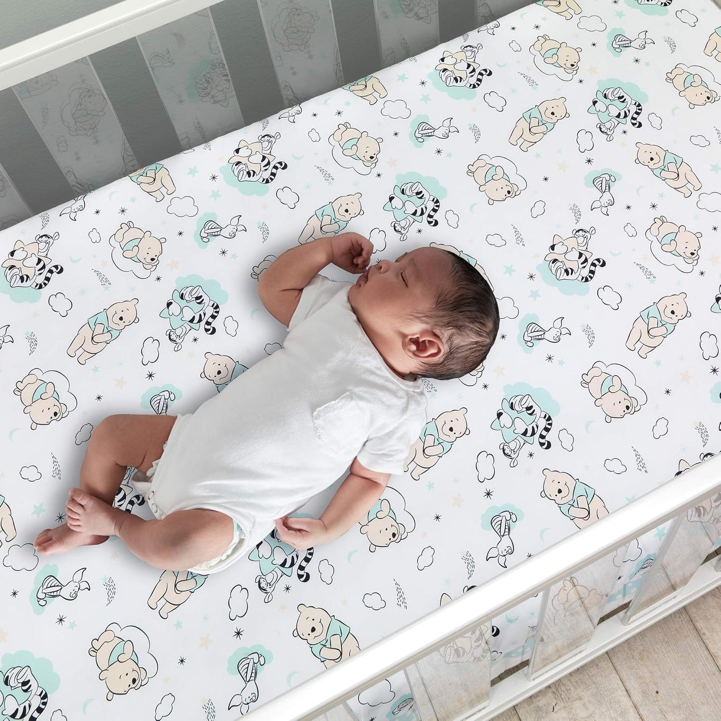 Lambs & Ivy Disney Baby Forever Mickey Mouse White Fitted Crib Sheet