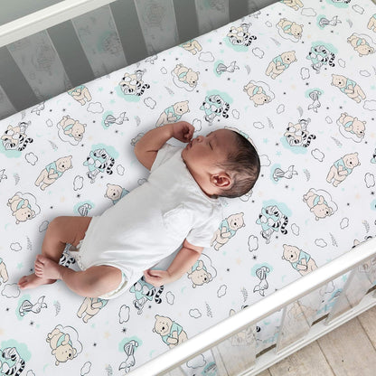 Lambs & Ivy Disney Baby Forever Mickey Mouse White Fitted Crib Sheet