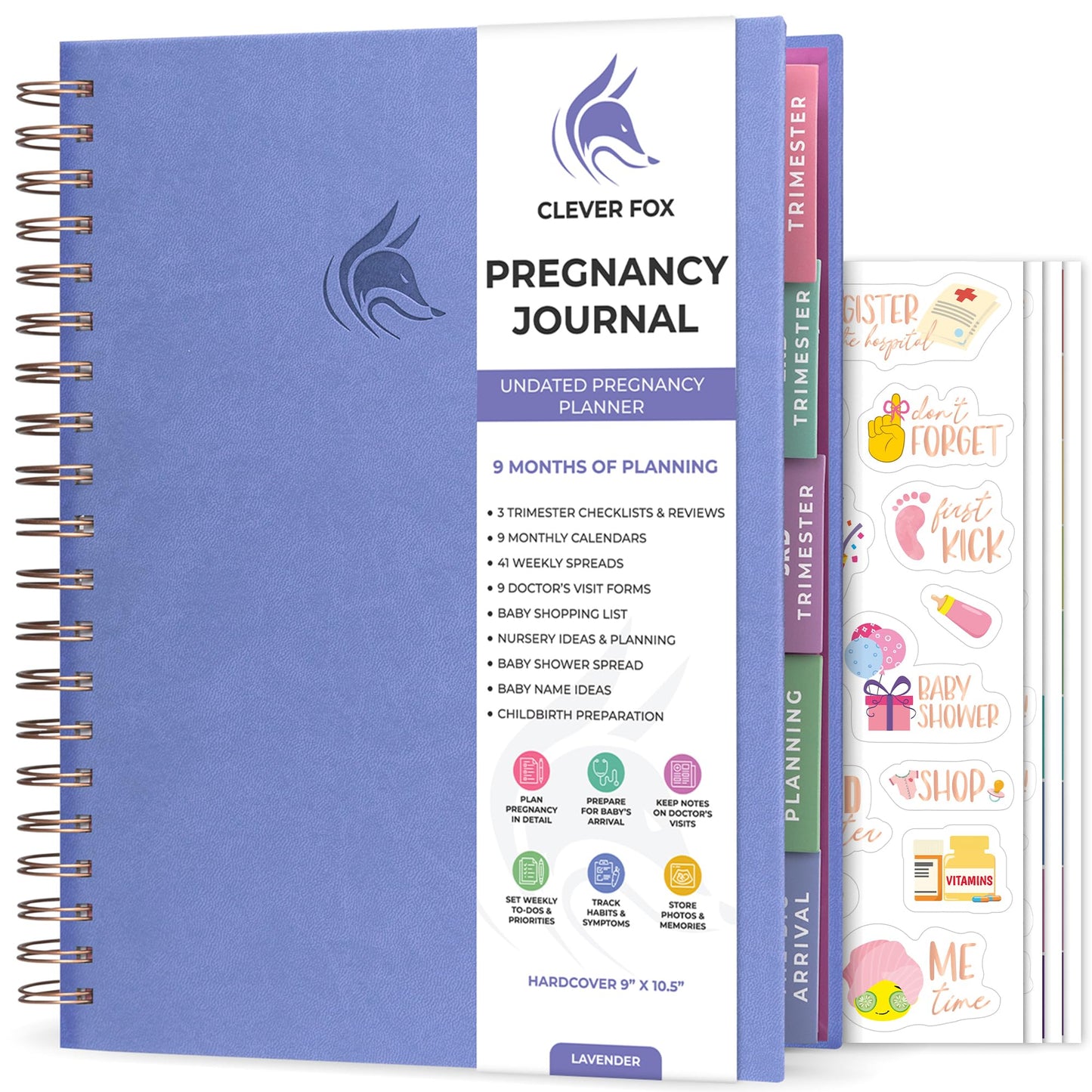 Clever Fox Pregnancy Journal & Memory Book - Pregnancy Planner & Notebook for Expecting Moms – Baby Keepsake, First Time Moms Gift (Lavender, 9" x 10.5")
